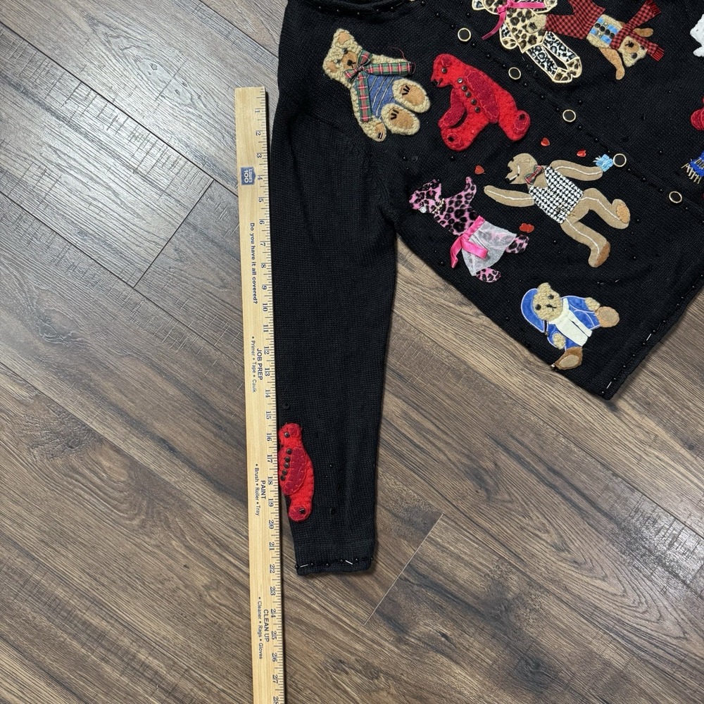Vintage 2000 Susan Bristol Sweater Women's L Black Remie Embroidered Cardigan - Picture 11 of 11